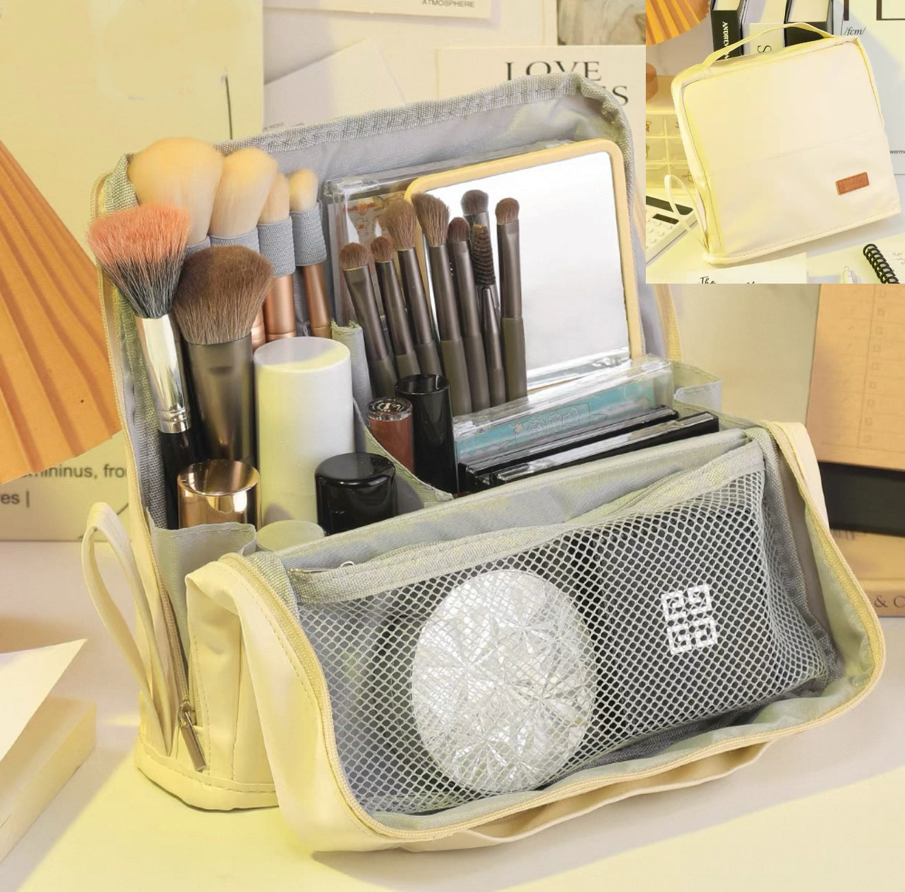 Borsa cosmetica verticale – Portatile, grande capienza
