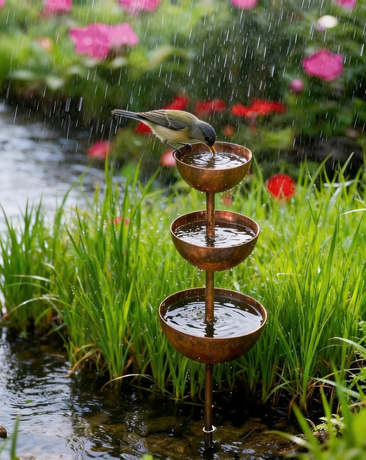 🌧️ Raccoglitore di pioggia - Sostegno per piante🐦 Decorazione da giardino in metallo