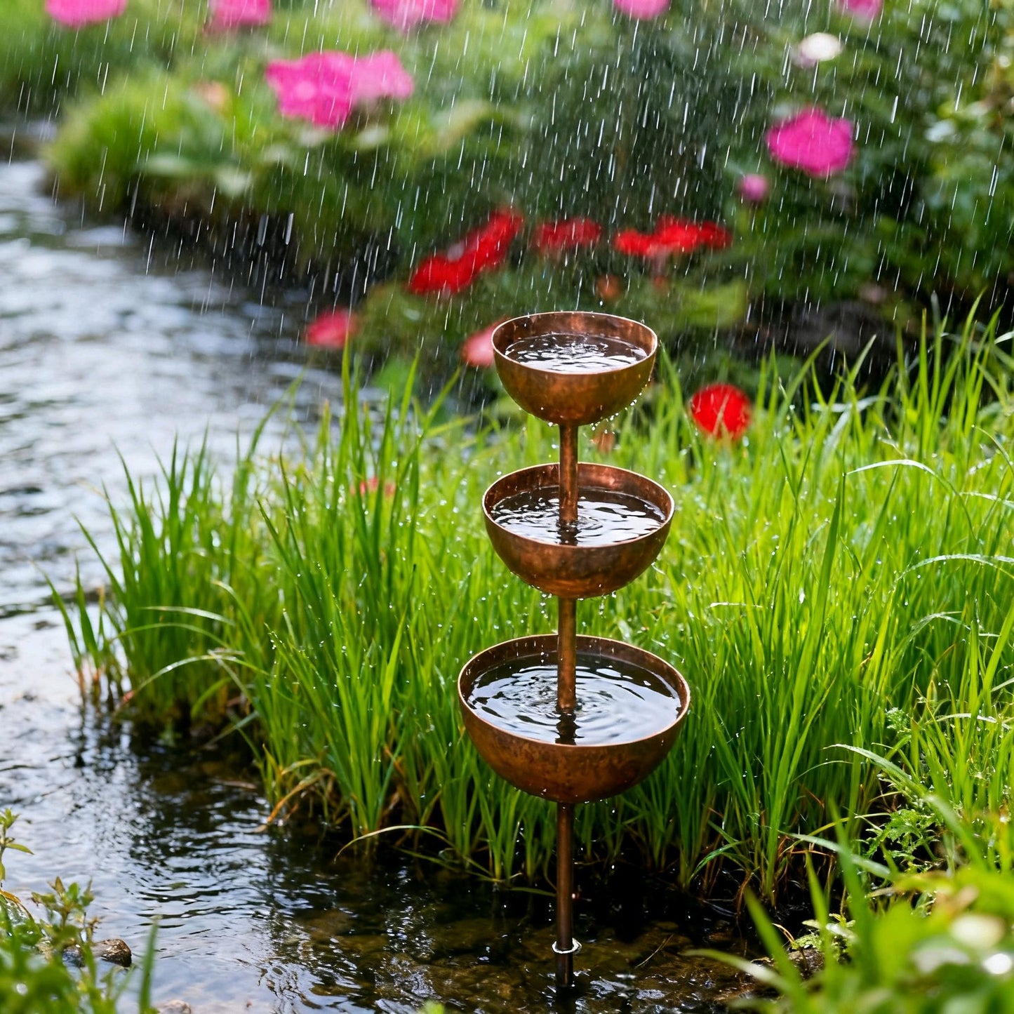 🌧️ Raccoglitore di pioggia - Sostegno per piante🐦 Decorazione da giardino in metallo