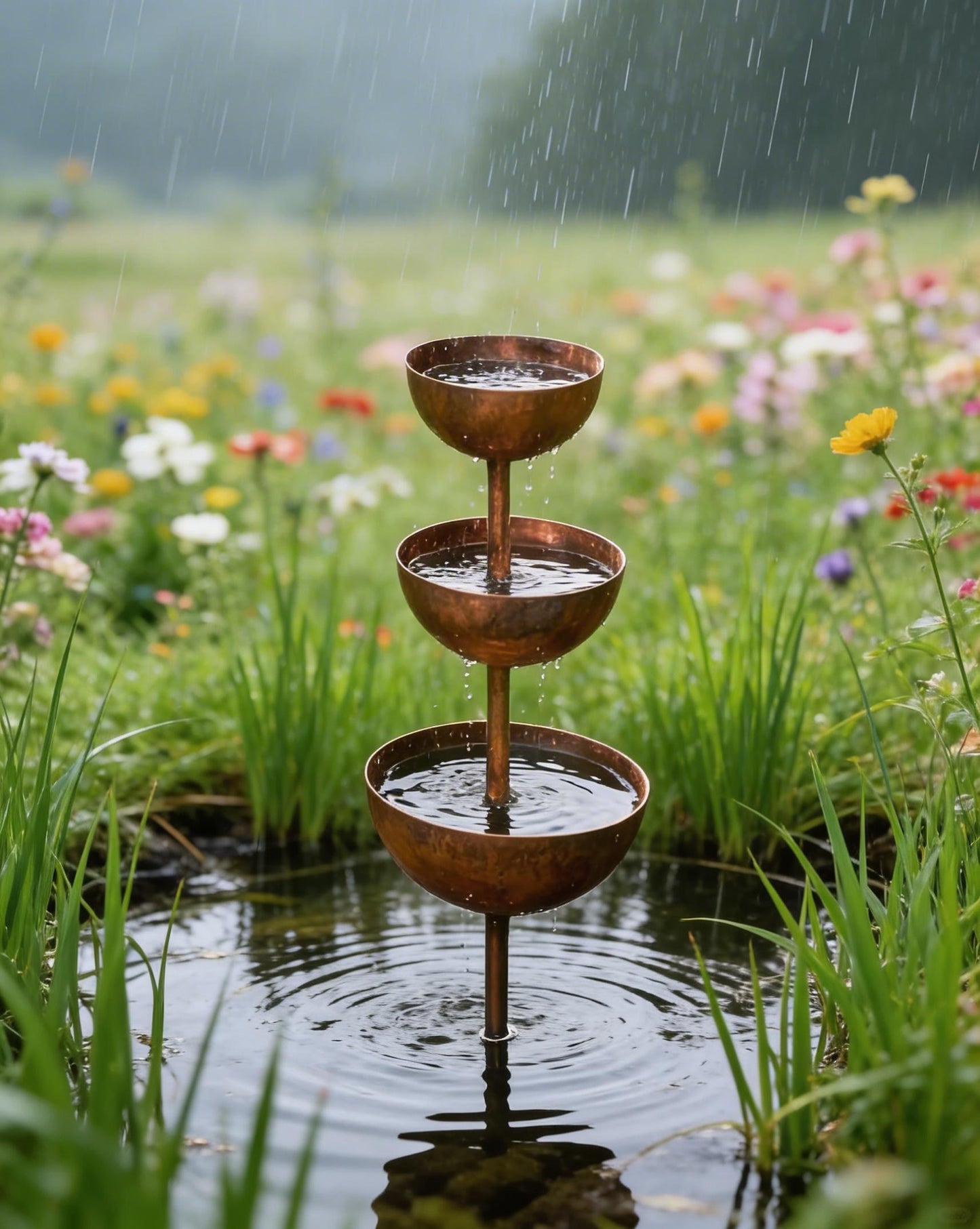 🌧️ Raccoglitore di pioggia - Sostegno per piante🐦 Decorazione da giardino in metallo