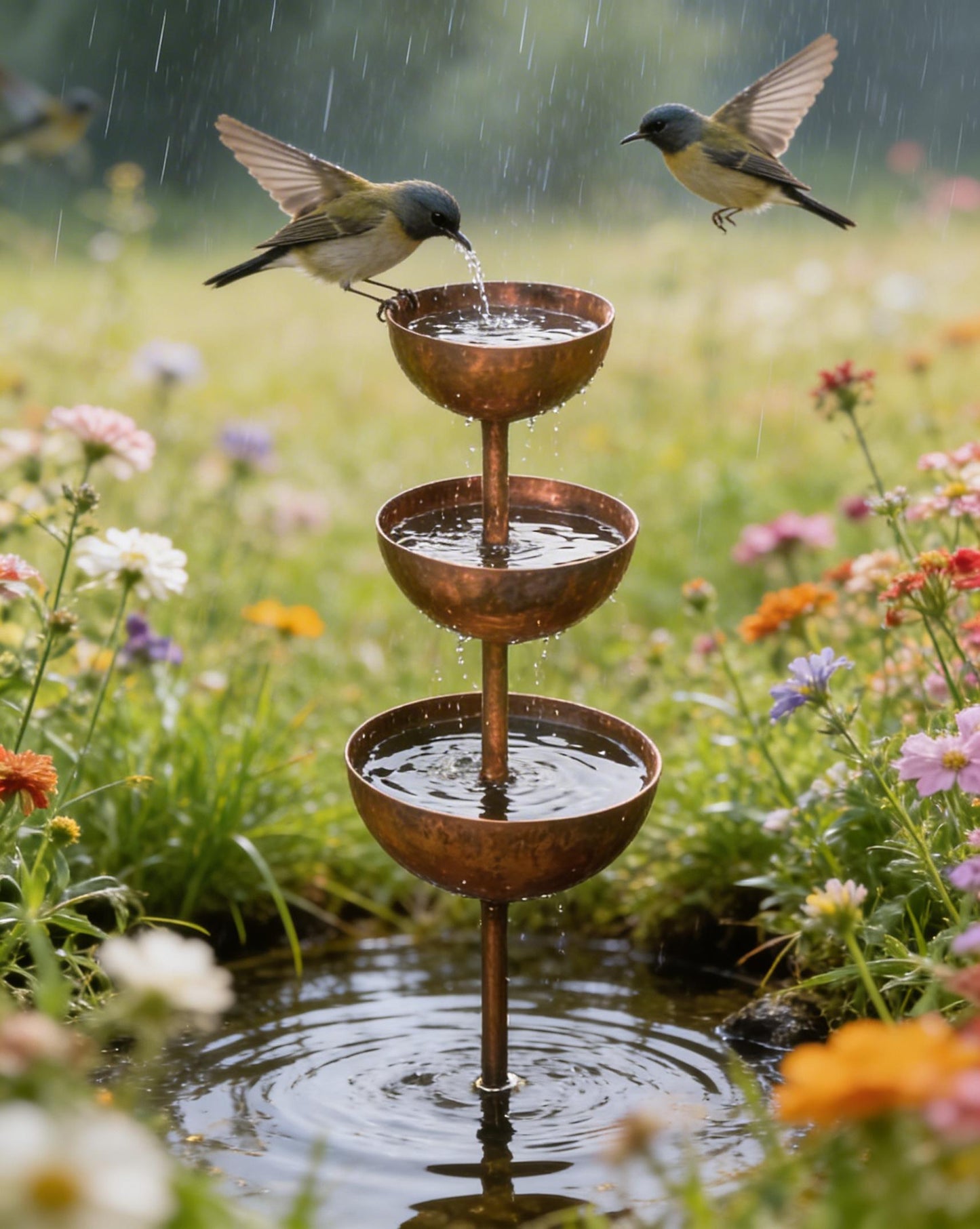 🌧️ Raccoglitore di pioggia - Sostegno per piante🐦 Decorazione da giardino in metallo