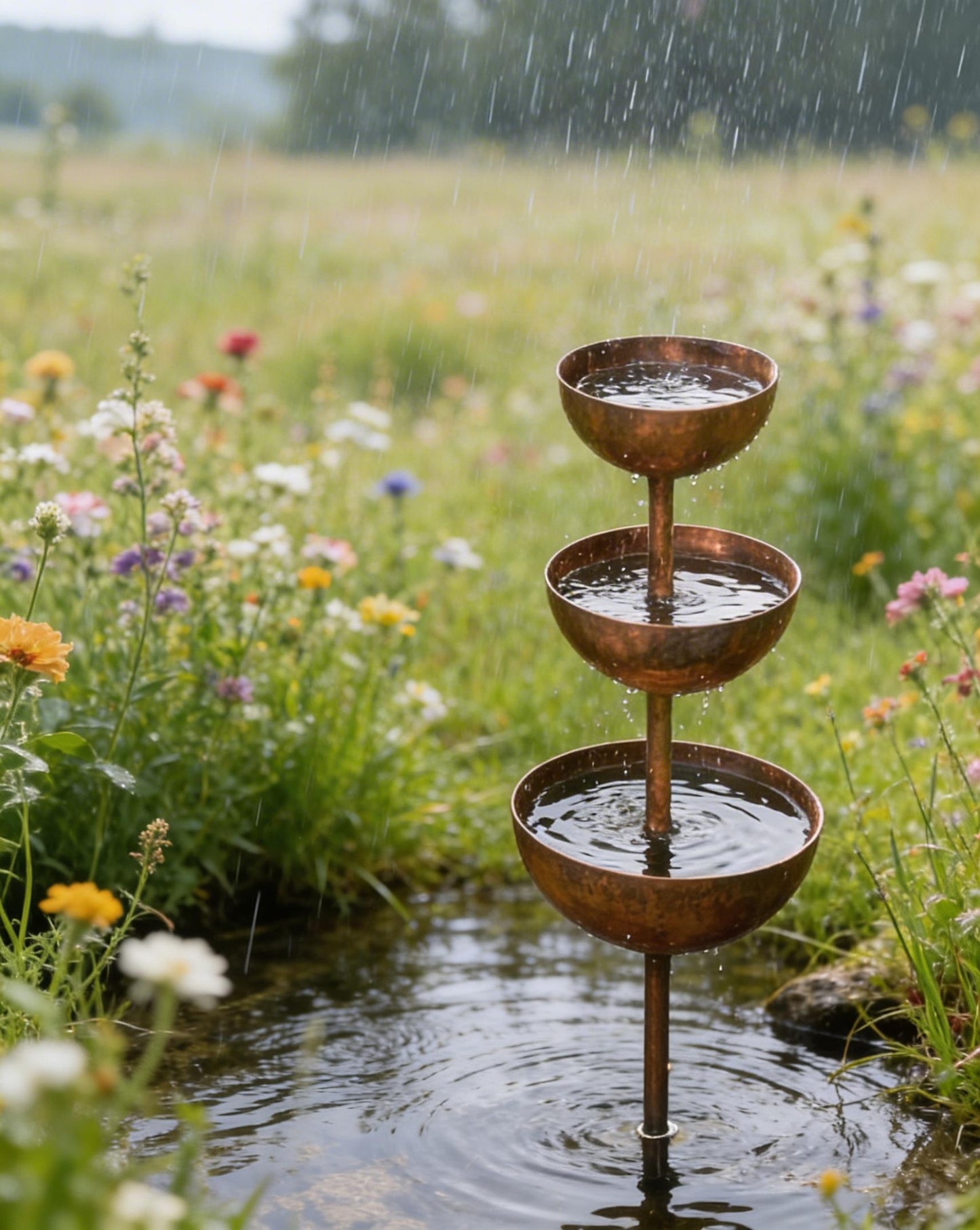🌧️ Raccoglitore di pioggia - Sostegno per piante🐦 Decorazione da giardino in metallo