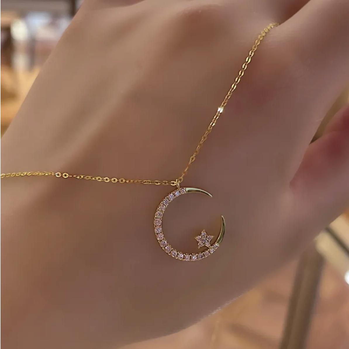 Collana Super Shiny Exquisite Zircon Star Moon