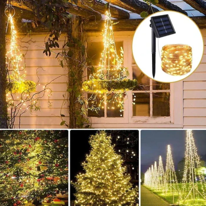 Catene luminose a LED alimentate a energia solare