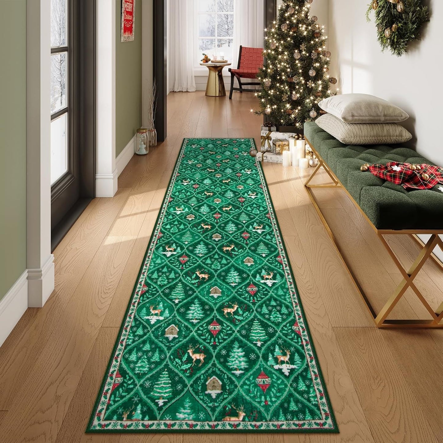 🦌Tappeto Natale Cervo Babbo Natale