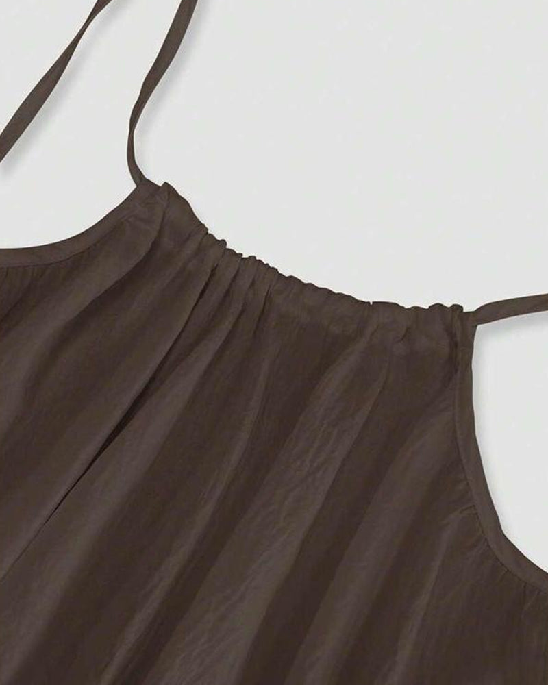 Abito camicia senza schienale in tinta unita da donn
