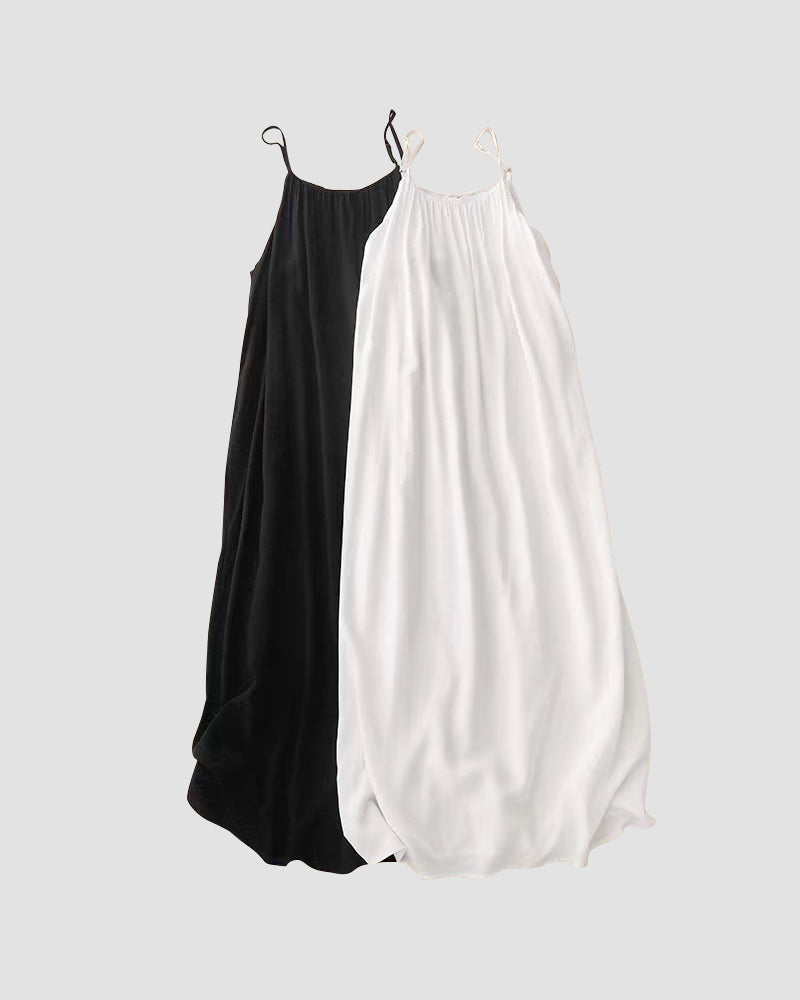Abito camicia senza schienale in tinta unita da donn