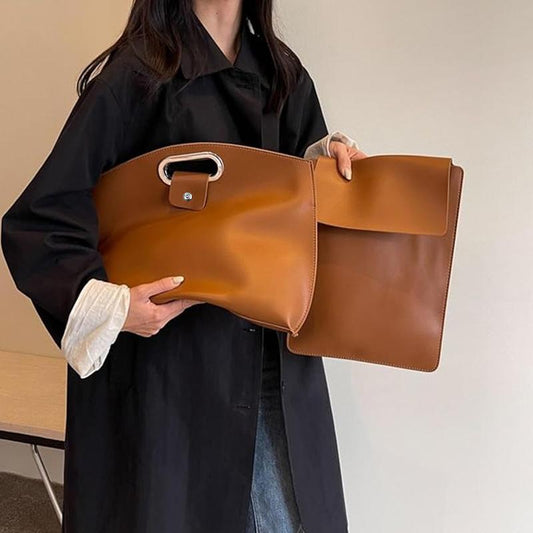 Borsa impermeabile in pelle per laptop da 14-16 pollici, 2 pezzi, per donna, borsa a mano