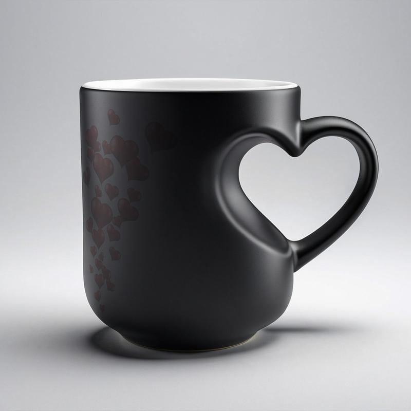Tazza magica in ceramica a forma di cuore che cambia colore