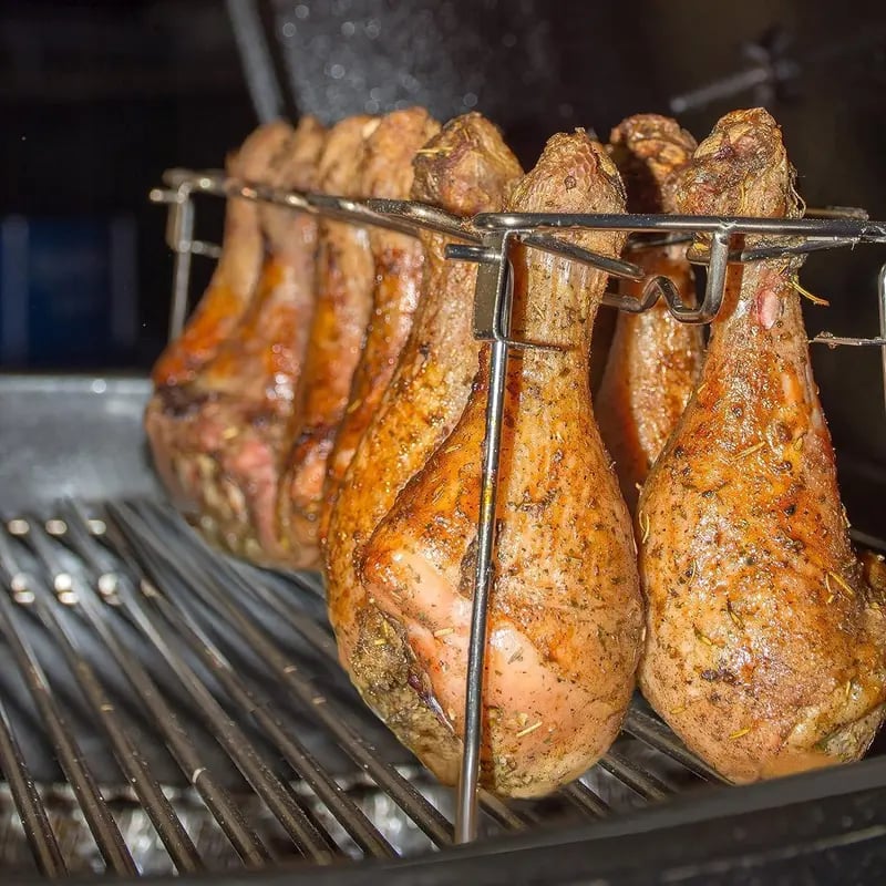 Griglia per cosce di pollo in metallo, griglia multipla per cosce di pollo, griglia antiaderente lavabile in lavastoviglie, utensili da barbecue per il campeggio