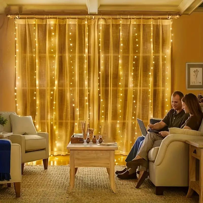 🎁Saldi natalizi anticipati 49% di sconto🎅Catena luminosa a LED, cortina luminosa a LED alimentata tramite USB per confezioni regalo