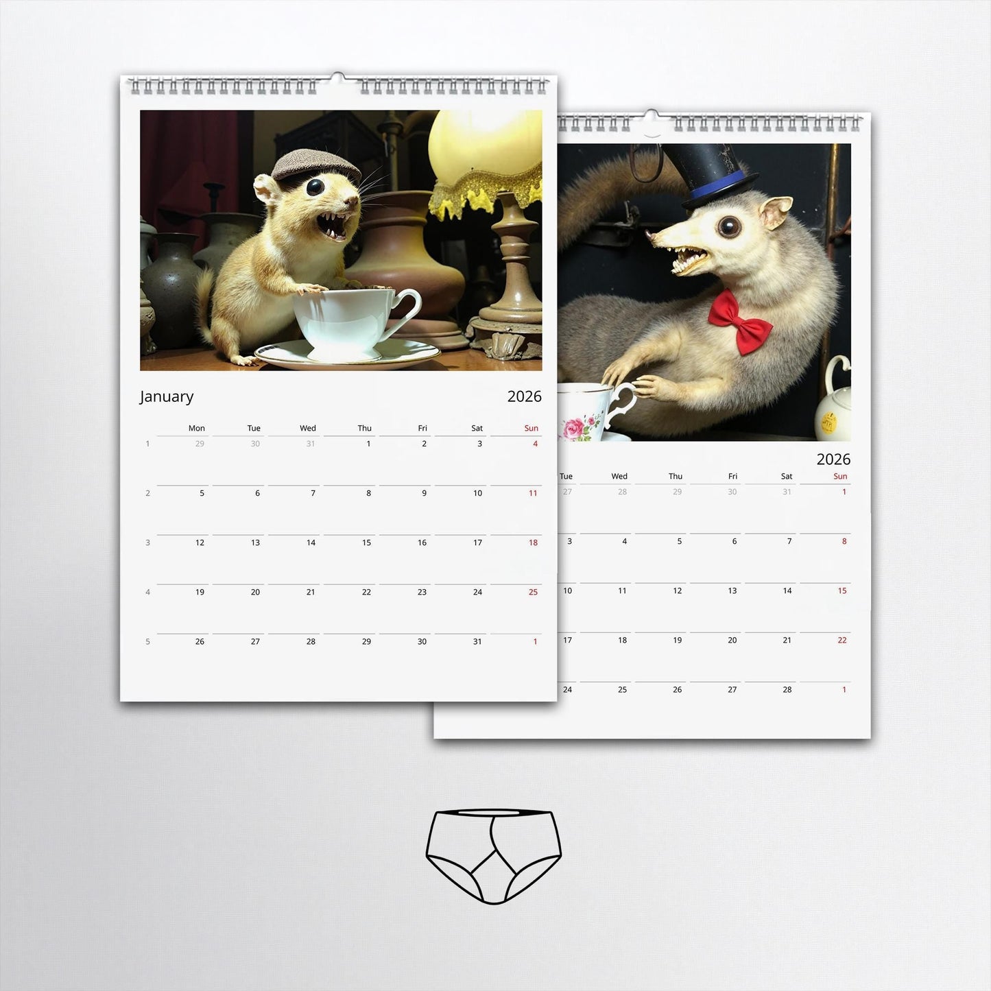 Calendario da parete 2026 Bad Taxidermy – Tassidermia bizzarra, disgustosa e esilarante🔥Saldi natalizi 49% di sconto🎄