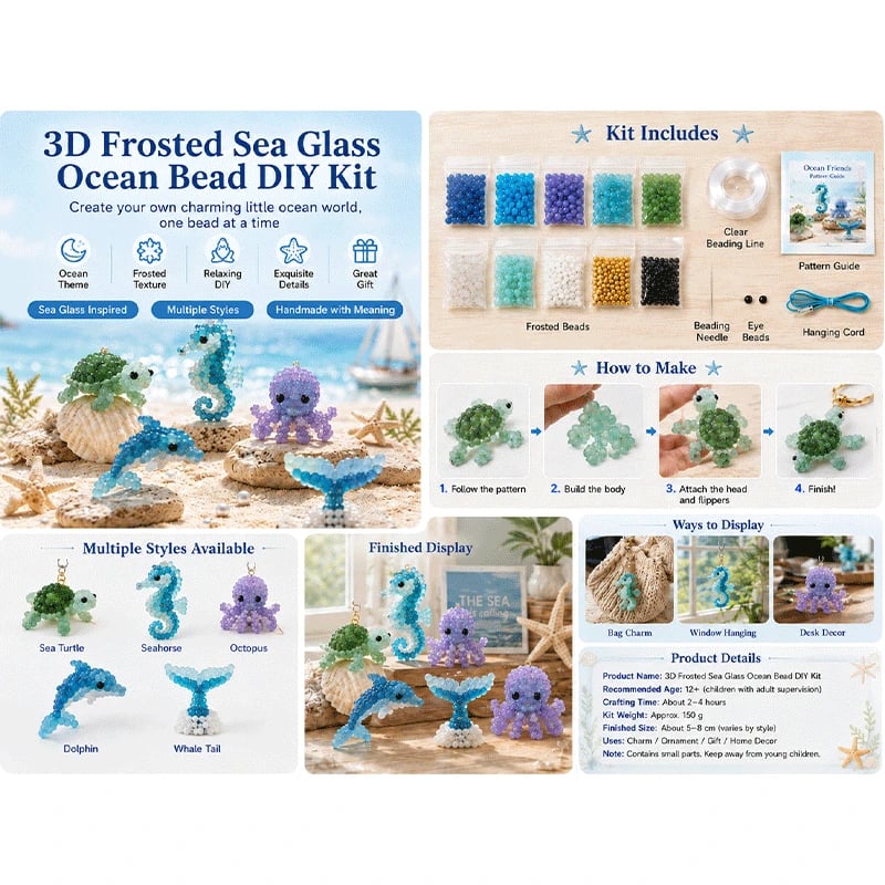 🐳 Kit fai da te per creare perline in stile vetro marino smerigliato✨