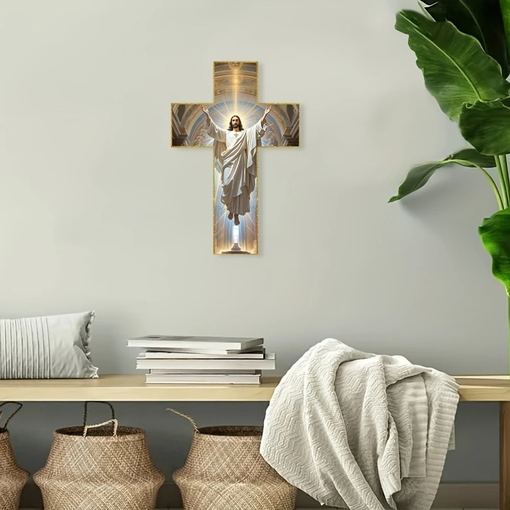 Croce da parete vintage in legno raffigurante Gesù Cristo