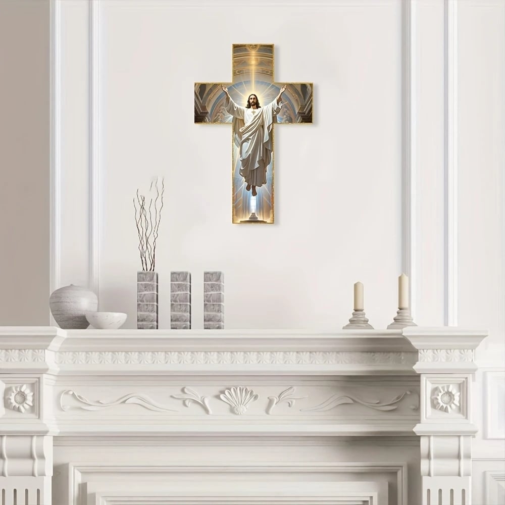 Croce da parete vintage in legno raffigurante Gesù Cristo