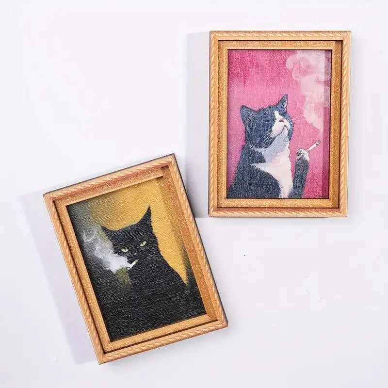 🔥Ultimo giorno 49% di sconto🔥Divertente magnete da frigo con gatto - Cornice vintage
