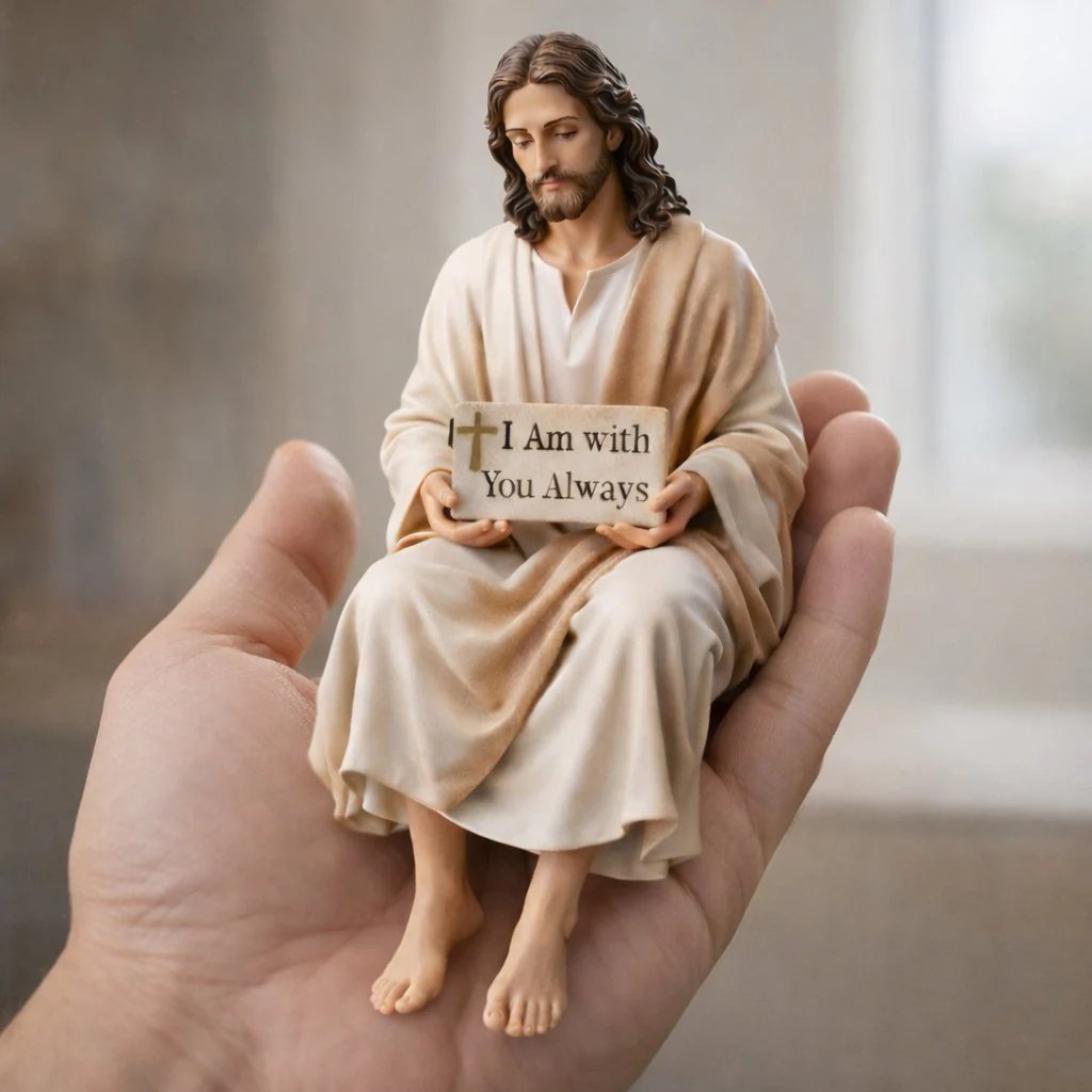 ✨Statuetta di Gesù realizzata a mano✝️Serena compagna da scrivania🙏