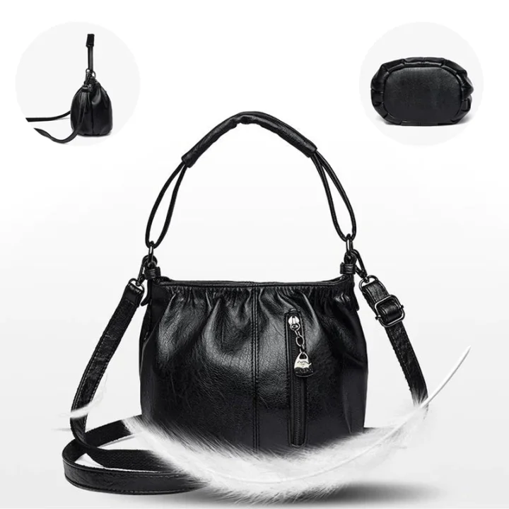 Borsa da donna plissettata in materiale morbido – Versatile, può essere portata a mano, a tracolla o a spalla 👜✨
