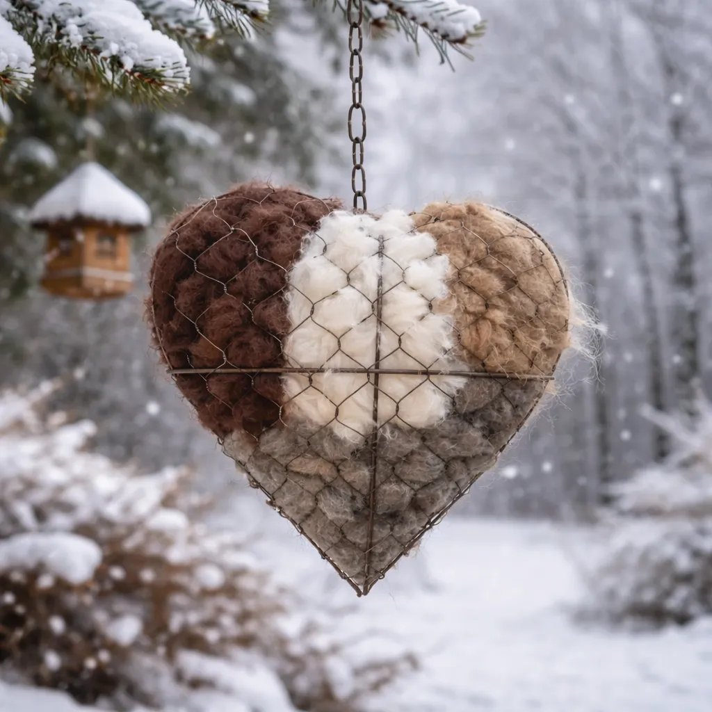 🕊️ Nido per uccelli fatto a mano in fibra di alpaca a forma di cuore