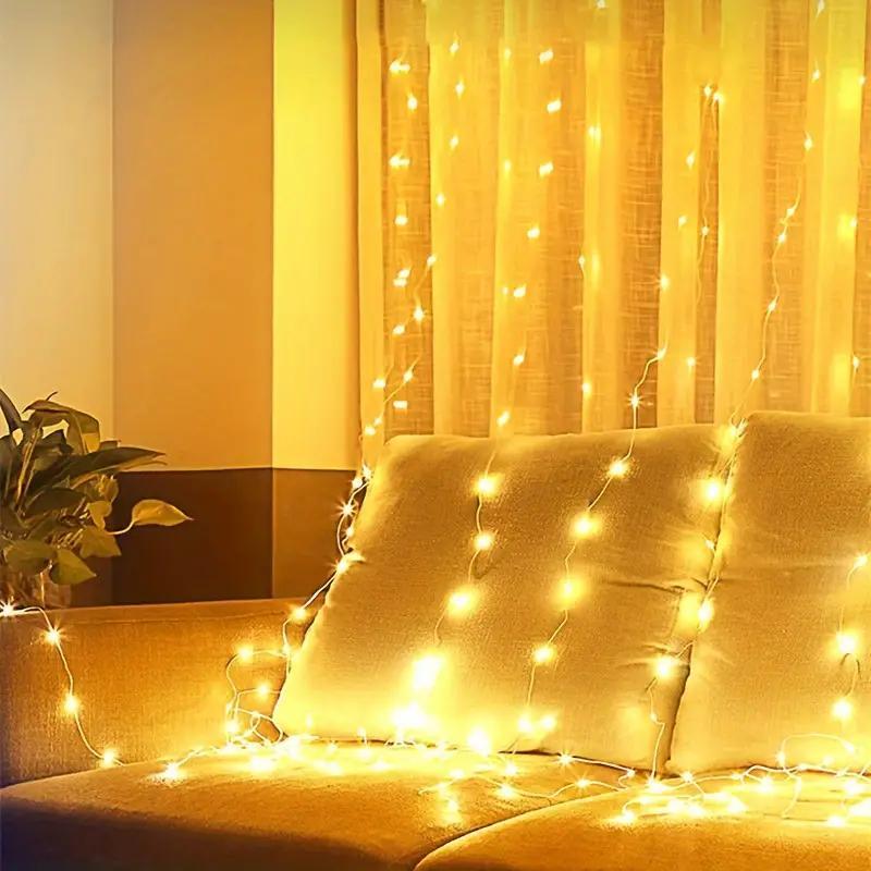 🎁Saldi natalizi anticipati 49% di sconto🎅Catena luminosa a LED, cortina luminosa a LED alimentata tramite USB per confezioni regalo