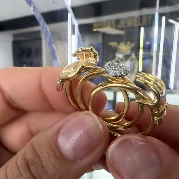 💞 Anello Cuore Mani Aperte