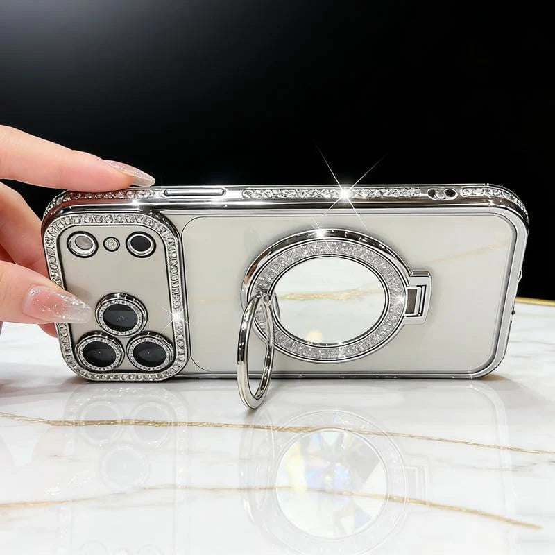 Custodia per telefono da donna Sparkling Diamond con specchio e supporto