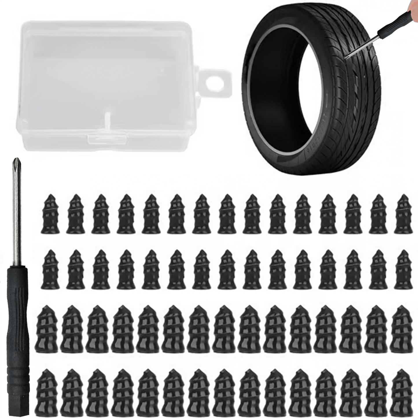 🔥SVENDITA CALDA 49% DI SCONTO🔩Kit di 60 chiodi in gomma per riparazione pneumatici in 2 misure