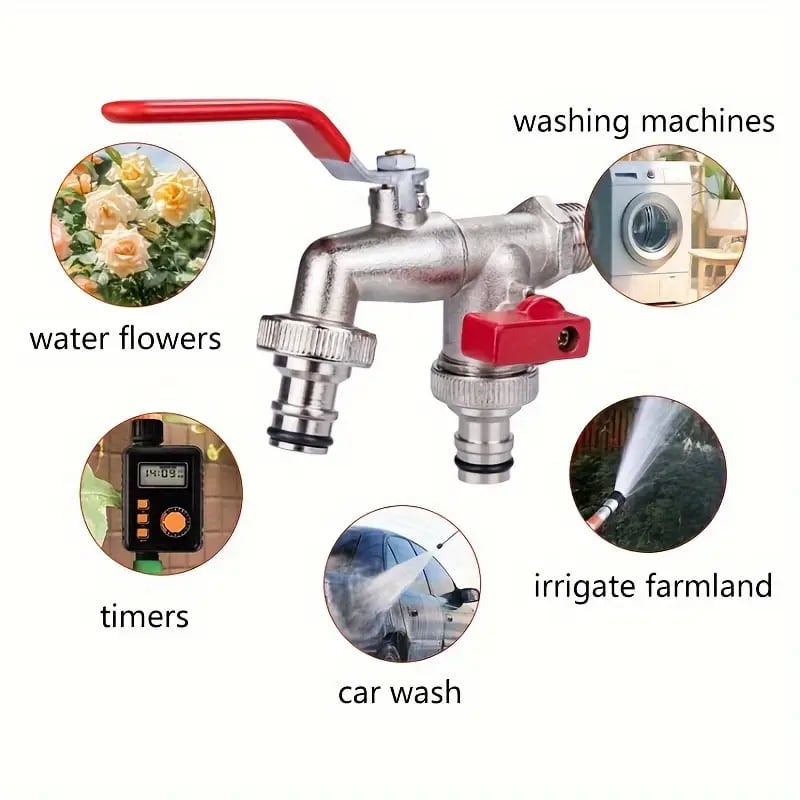 🔥 OFFERTA LIMITATA: 50% DI SCONTO! ⚙️ Rubinetto da giardino universale in acciaio inossidabile a doppia uscita – Valvole indipendenti, resistente e facile da installare 🚰