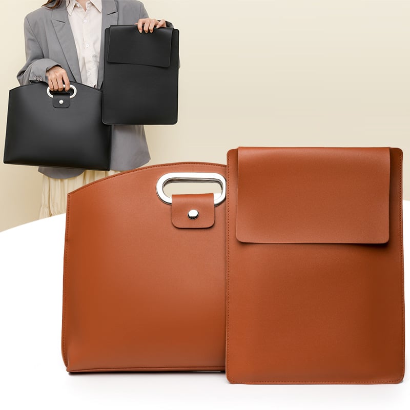 Borsa impermeabile in pelle per laptop da 14-16 pollici, 2 pezzi, per donna, borsa a mano
