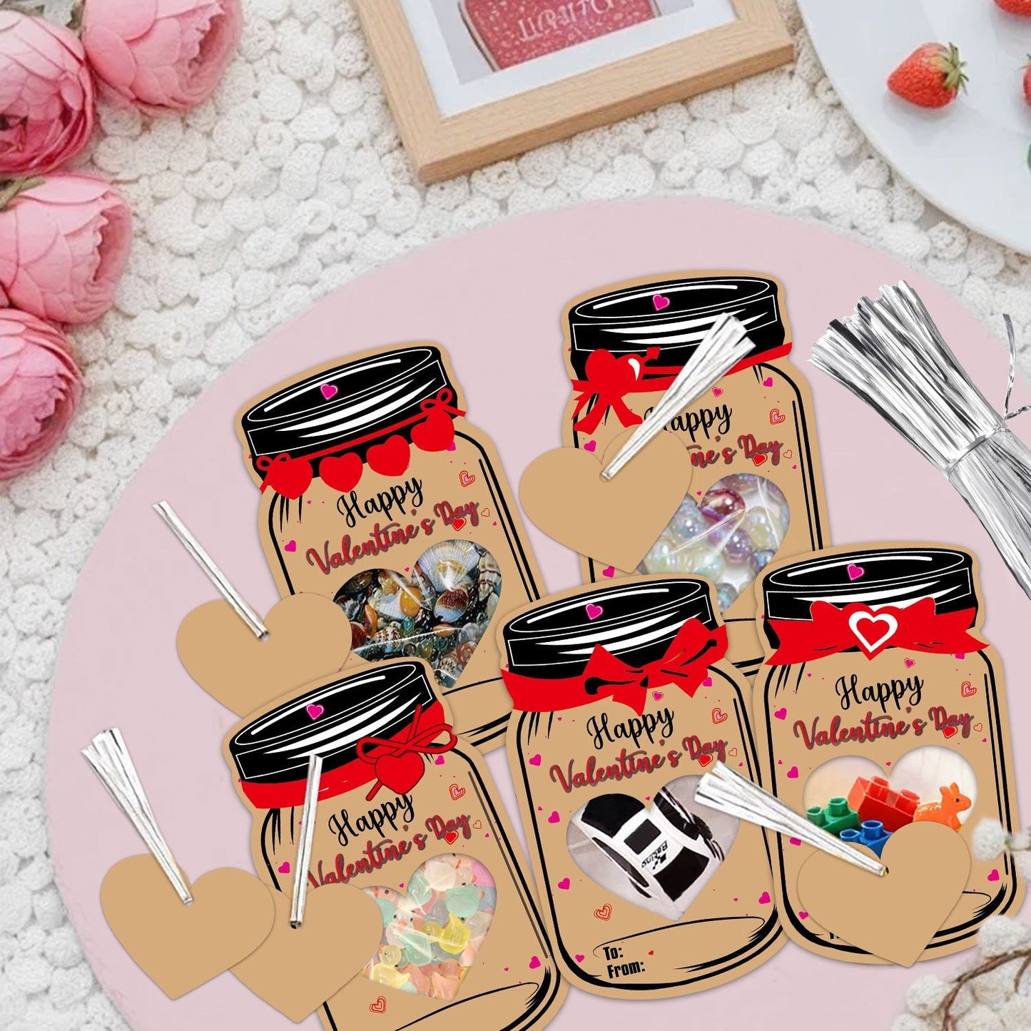 💖 Biglietti di San Valentino per bambini –  Biglietti regalo di San Valentino in barattolo di vetro 💖