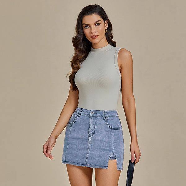 👖✨ Gonna a vita alta da donna in denim - sensazione di minigonna con comfort da pantaloncini!🔥💃