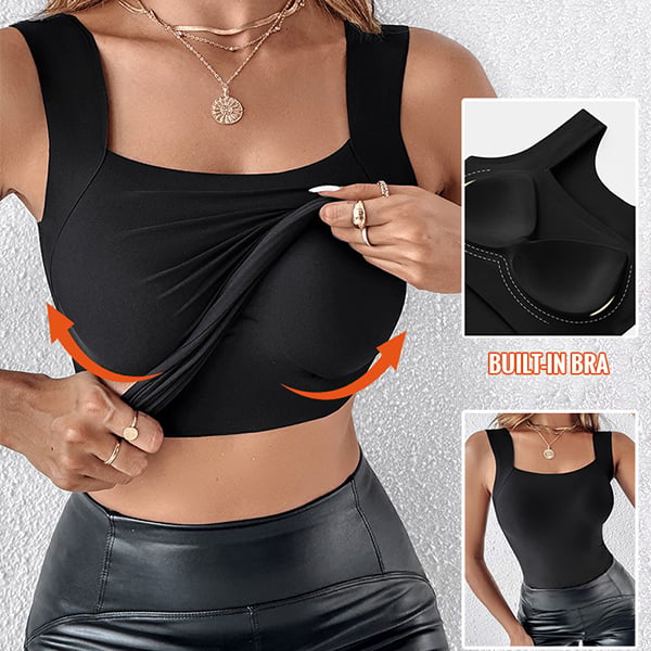 Intimo modellante da donna con scollo rotondo, reggiseno integrato, canotta elasticizzata senza maniche, top slim fit, canott