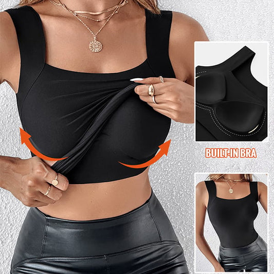 Intimo modellante da donna con scollo rotondo, reggiseno integrato, canotta elasticizzata senza maniche, top slim fit, canott