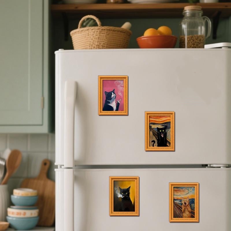 🔥Ultimo giorno 49% di sconto🔥Divertente magnete da frigo con gatto - Cornice vintage