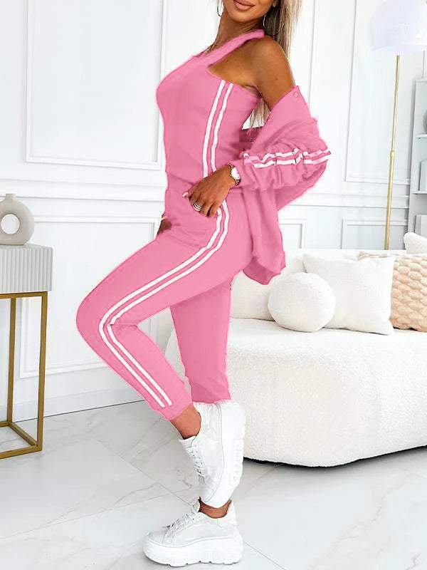 Set tre pezzi da donna con giacca e pantaloni da baseball