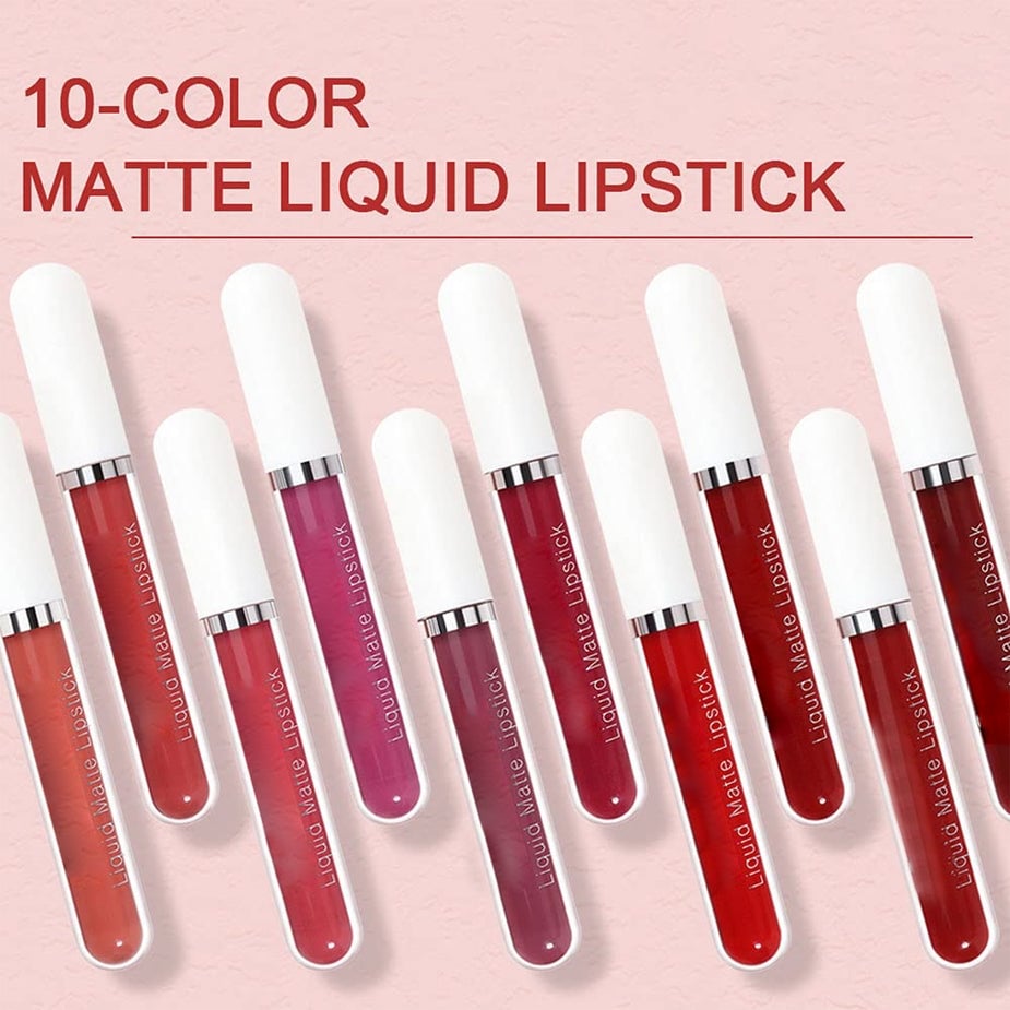 Set di 10 rossetti liquidi opachi, rossetti a lunga tenuta, lucidalabbra waterproof 24 ore