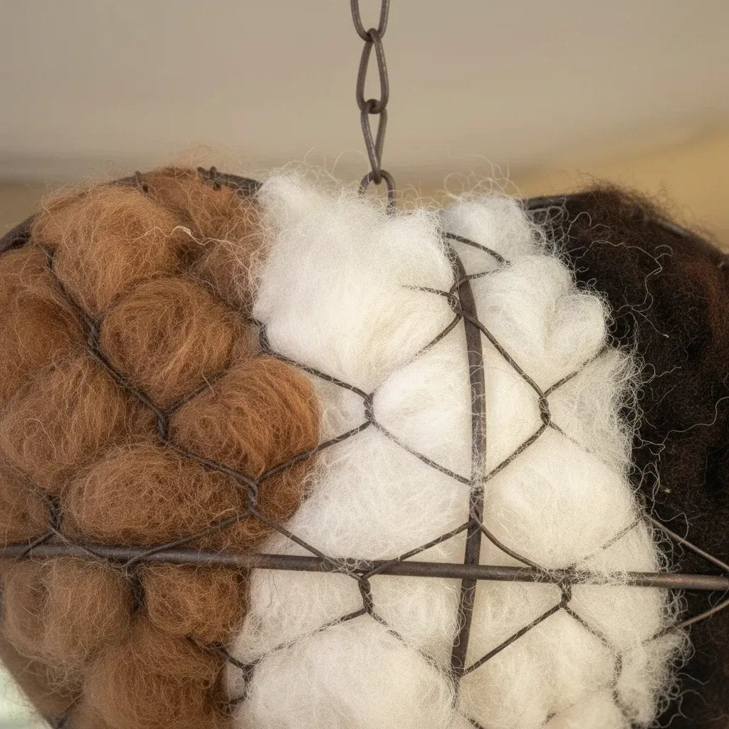 🕊️ Nido per uccelli fatto a mano in fibra di alpaca a forma di cuore