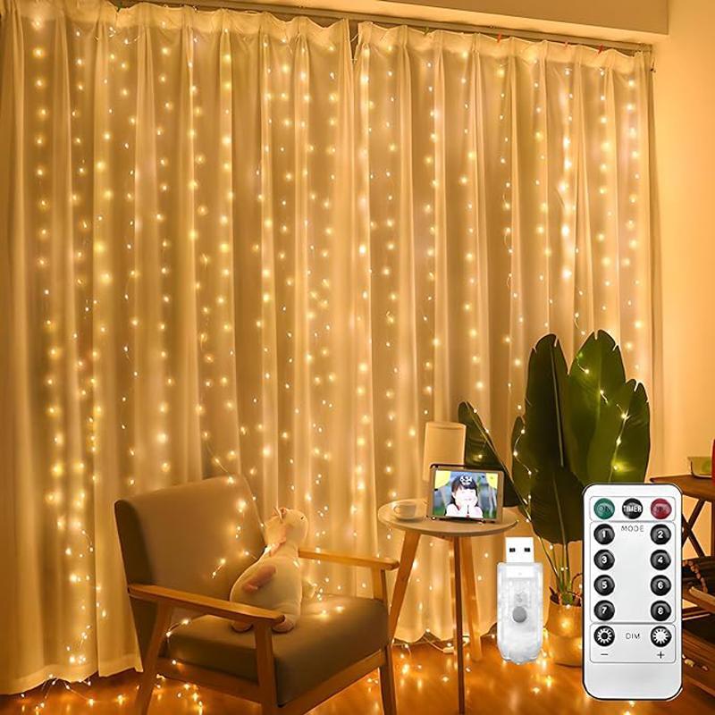 🎁Saldi natalizi anticipati 49% di sconto🎅Catena luminosa a LED, cortina luminosa a LED alimentata tramite USB per confezioni regalo