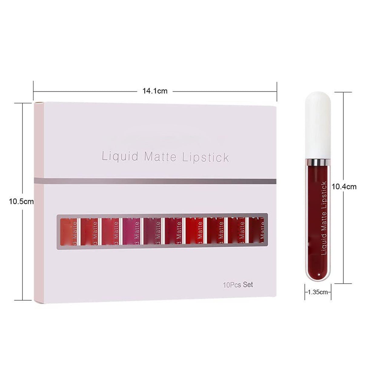 Set di 10 rossetti liquidi opachi, rossetti a lunga tenuta, lucidalabbra waterproof 24 ore