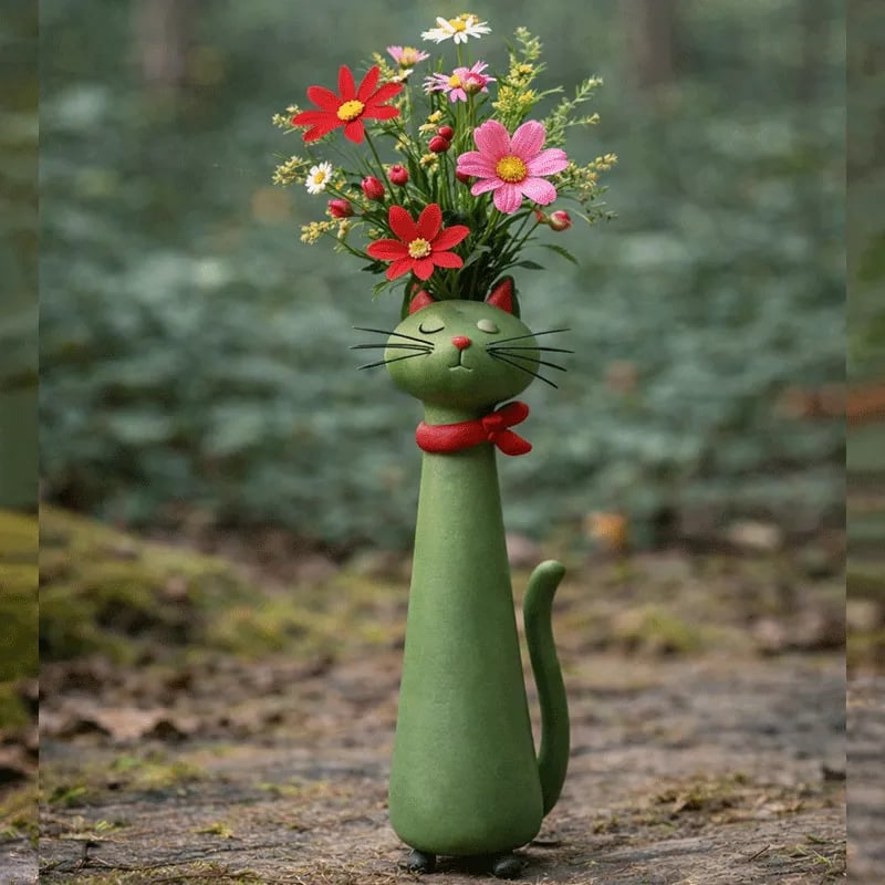Vaso a forma di gatto originale, realizzato a mano