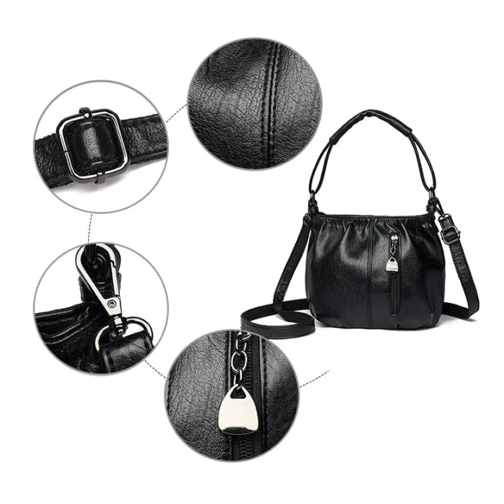 Borsa da donna plissettata in materiale morbido – Versatile, può essere portata a mano, a tracolla o a spalla 👜✨