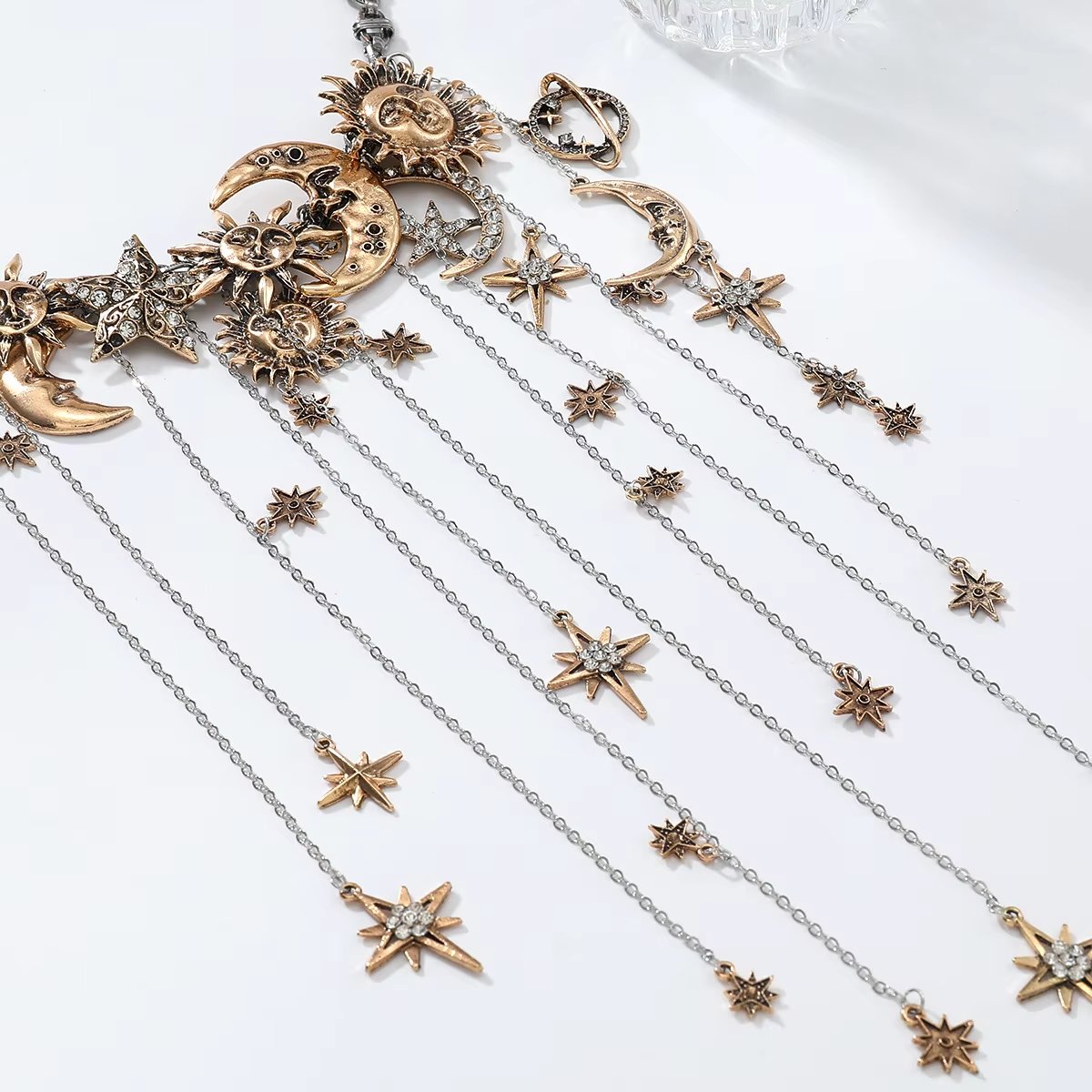 🔥ULTIMO GIORNO DI SALDI - ☀️Collana con pendente multiplo Sun Moon Stars e nappine