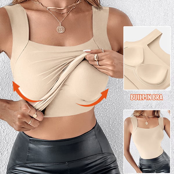 Intimo modellante da donna con scollo rotondo, reggiseno integrato, canotta elasticizzata senza maniche, top slim fit, canott