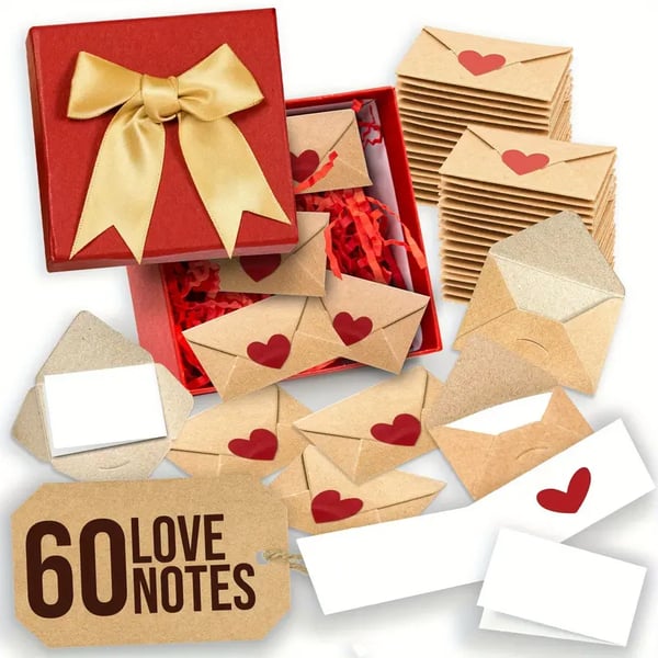 💌Scatola fai da te per messaggi d'amore – Mini biglietti bianchi e buste per lui/lei💕