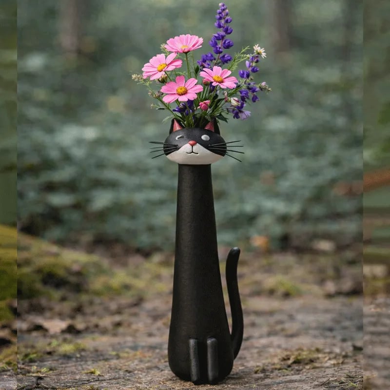 Vaso a forma di gatto originale, realizzato a mano