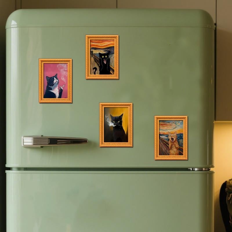 🔥Ultimo giorno 49% di sconto🔥Divertente magnete da frigo con gatto - Cornice vintage