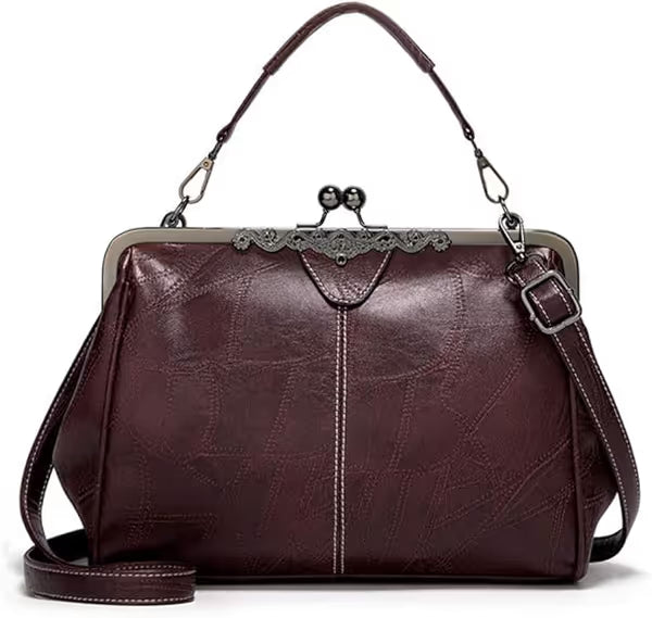 💼Borsa tote da donna in pelle impermeabile con chiusura a scatto “Kiss-Lock” Kattee Elegant 2026