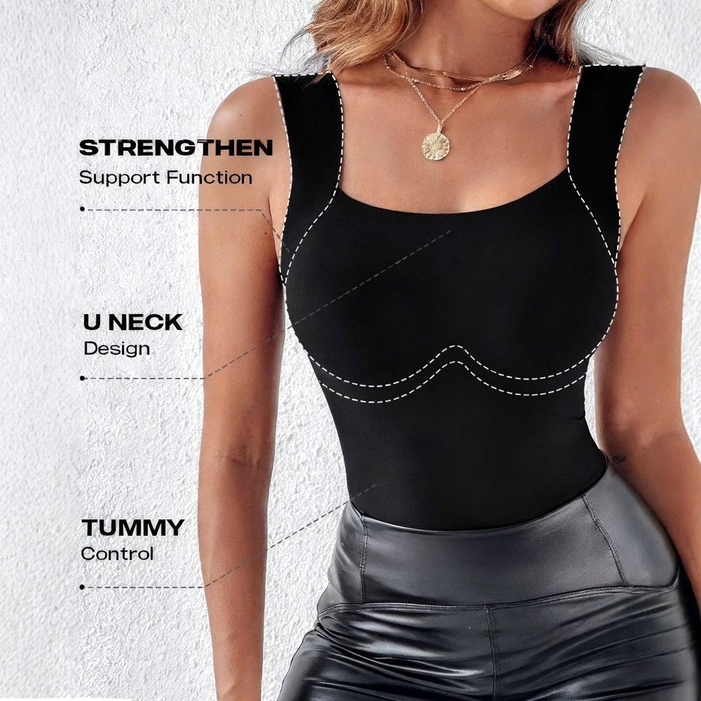 Intimo modellante da donna con scollo rotondo, reggiseno integrato, canotta elasticizzata senza maniche, top slim fit, canott