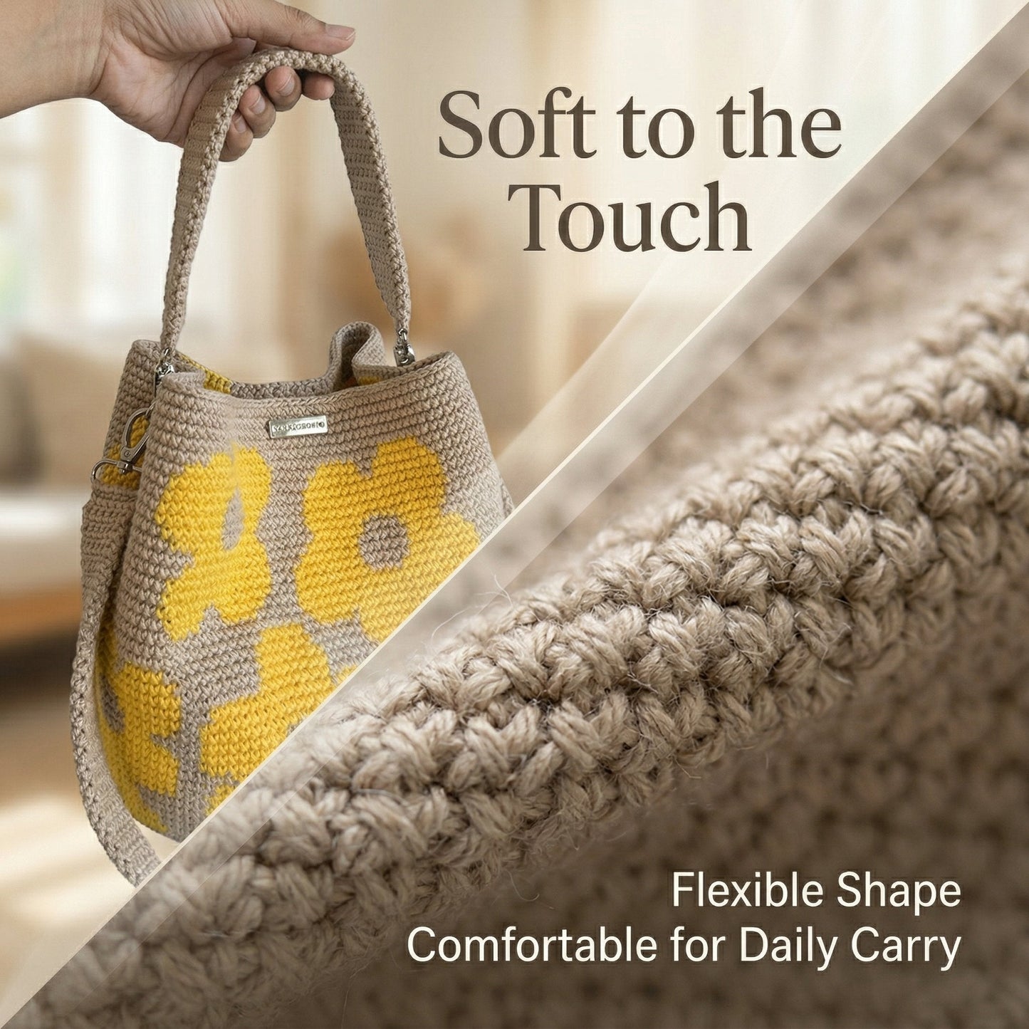🌼✨Borsa a mano con fiori all'uncinetto