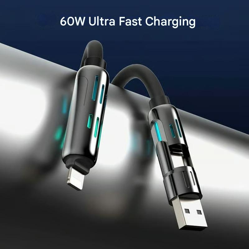 ⏰Cavo di ricarica USB 4 in 1, ricarica rapida, MAX. 60